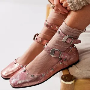 Free People Mystic Diamante Flats sz 7 Frost Pink NEW Shoes NWOB $148 In Stores