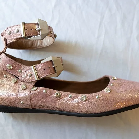 Free People Mystic Diamante Flats sz 7 Frost Pink NEW Shoes NWOB $148 In Stores