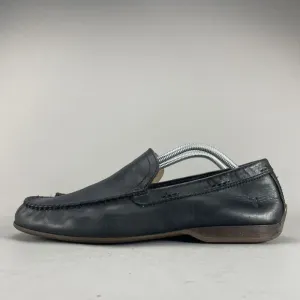 Frye &amp; Co Men's 10 Black Leather Driving Loafers Shoes Lewis Venetian Moccasin