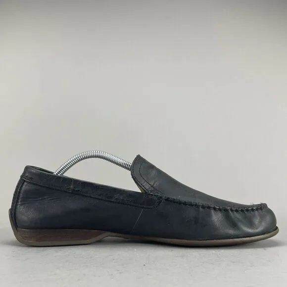 Frye &amp; Co Men's 10 Black Leather Driving Loafers Shoes Lewis Venetian Moccasin