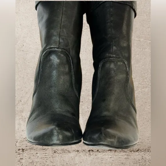 FRYE Bethany Genuine Leather Mid-Calf Boot Black Women’s Size 7 1/2.