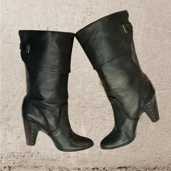 FRYE Bethany Genuine Leather Mid-Calf Boot Black Women’s Size 7 1/2.