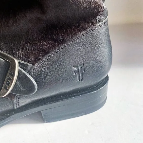 Frye Black Leather Cow skin Mid Calf Boots 6.5B Mexico