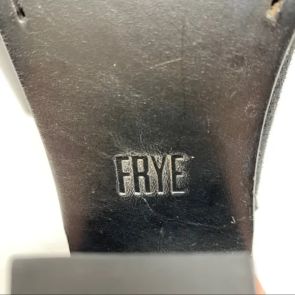 Frye Black Suede Courtney Sling Block Heel Sandals
