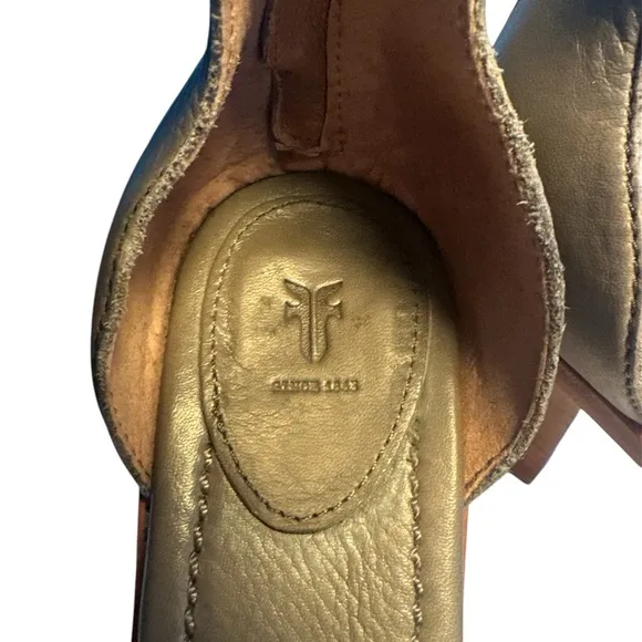Frye Brielle Gray Back Zipper Leather Sandals~ Size 8.5~ Excellent Condition