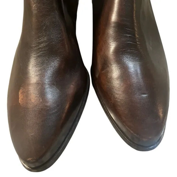 Frye Brown Heeled Boots Leather Western Style