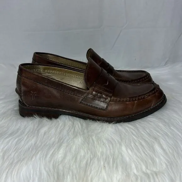 Frye Greg Distressed Leather Penny Loafers Style 3480626 Sz 8.5