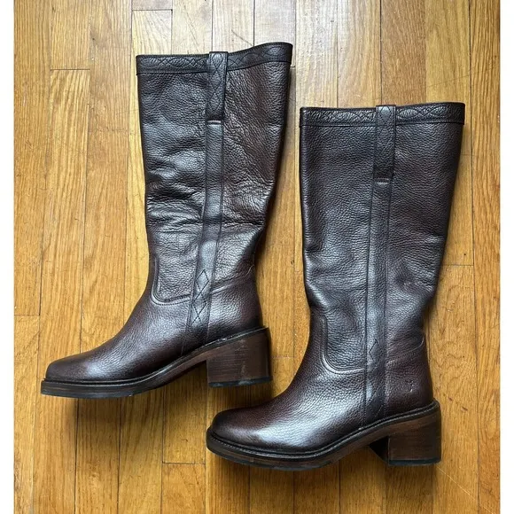 FRYE Kate Pull On Boots New Extended Calf Size 8.5 Brown NWT