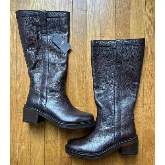 FRYE Kate Pull On Boots New Extended Calf Size 8.5 Brown NWT