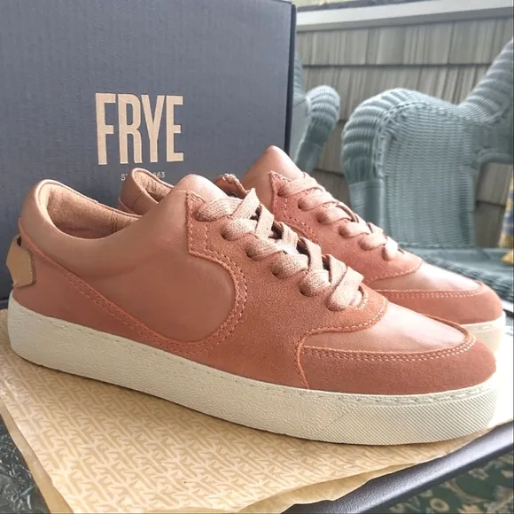 FRYE LE Webster Western Rose Low Lace Leather/Suede Sneakers $198/2022'/RARE