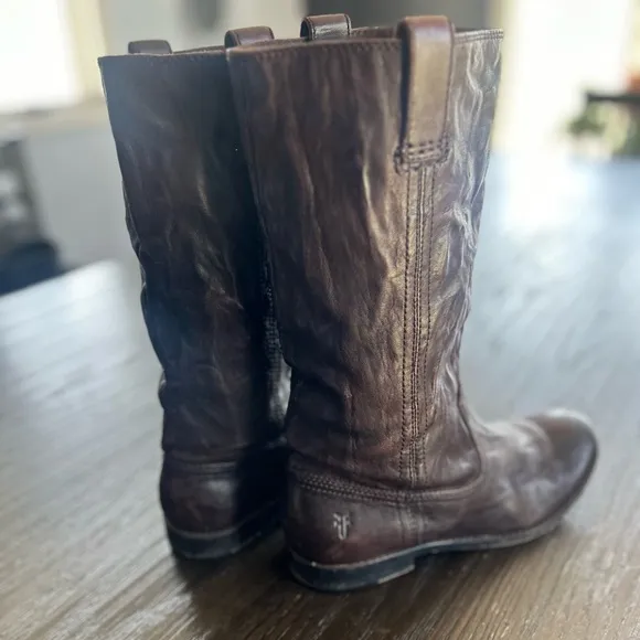 Frye Leather boots marrón mid calf western bohemian country Nashville