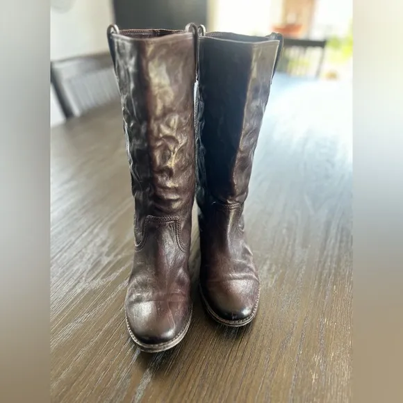 Frye Leather boots marrón mid calf western bohemian country Nashville