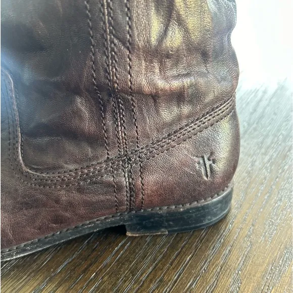 Frye Leather boots marrón mid calf western bohemian country Nashville