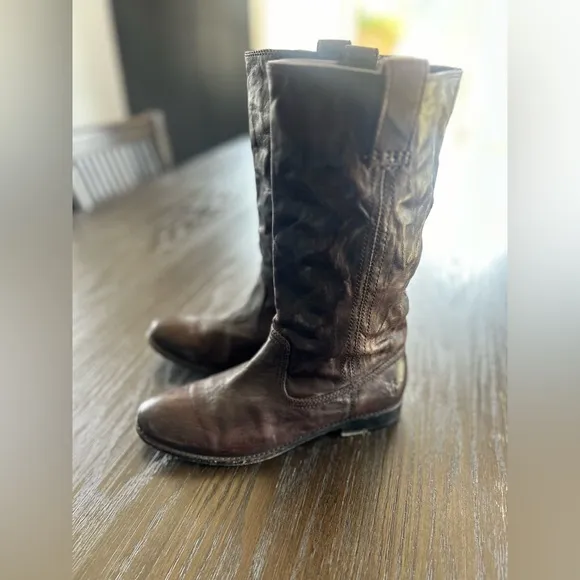 Frye Leather boots marrón mid calf western bohemian country Nashville