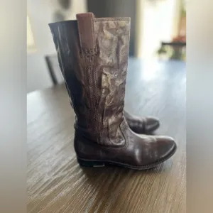 Frye Leather boots marrón mid calf western bohemian country Nashville