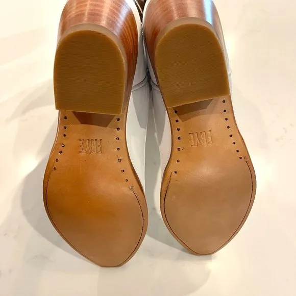 Frye : Leather Cowboy Boots Mid Calf Height : White &amp; Taupe : Leather: 7.5