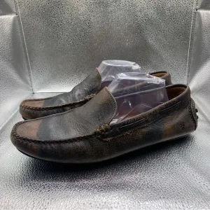 Frye Lewis Venetian Leather Loafers Driving Shoe 9.5D Brown Distressed ClassicF5