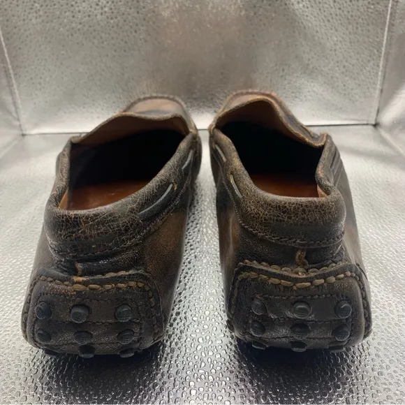 Frye Lewis Venetian Leather Loafers Driving Shoe 9.5D Brown Distressed ClassicF5
