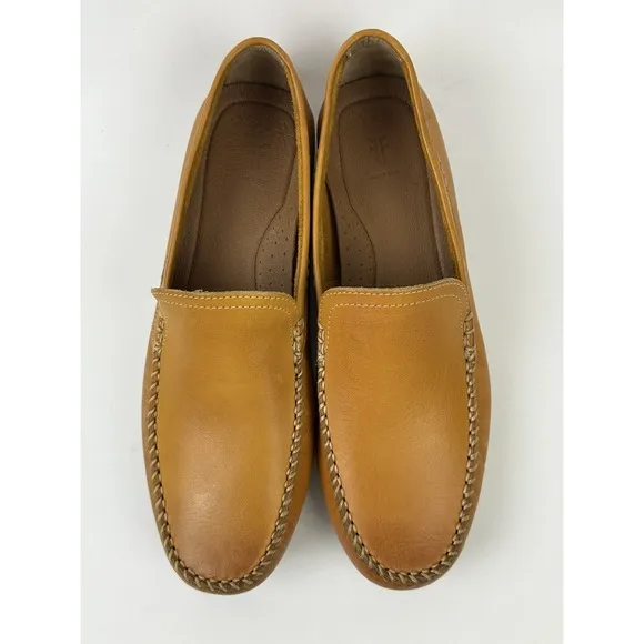 Frye Lewis Venetian Loafers Driving Mocs Mens 12 D Brown Leather Shoes NEW