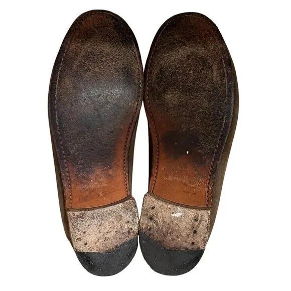 Frye Loafers Mens Size 9M    Two Tone Brown Leather Suede Slip on Driving Shoes
