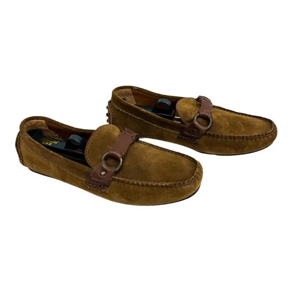 FRYE Mens Driving Loafers Moccasins Allen Ring Keeper Brown Suede Leather   7