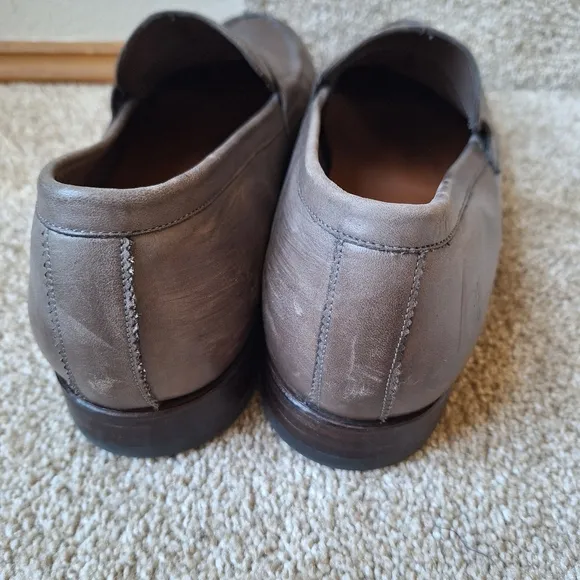 Frye Mens Gray Leather Penny Loafers Size 12