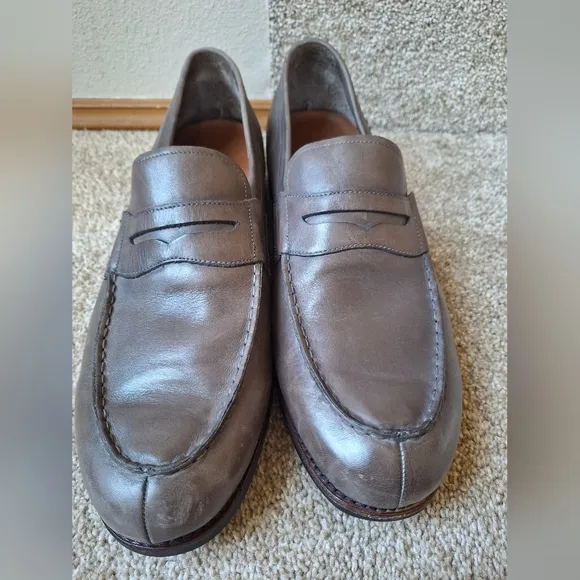 Frye Mens Gray Leather Penny Loafers Size 12