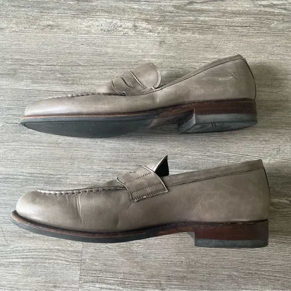 Frye Men's Murray Gray Leather Penny Loafers 3480270 10.5