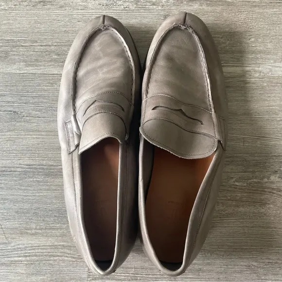 Frye Men's Murray Gray Leather Penny Loafers 3480270 10.5