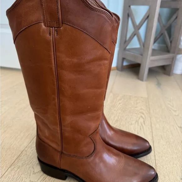 Frye New Billy Daisy Pull On Caramel Western Cowboy Boots