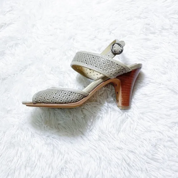 Frye Tan Leather Open Toe Heeled Sandals SZ5