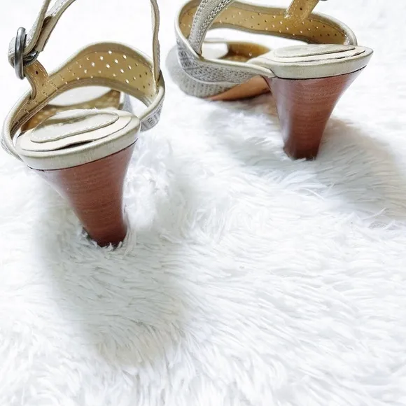 Frye Tan Leather Open Toe Heeled Sandals SZ5