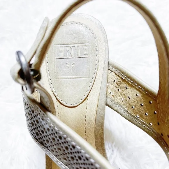 Frye Tan Leather Open Toe Heeled Sandals SZ5