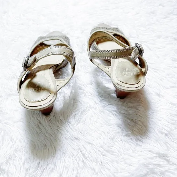 Frye Tan Leather Open Toe Heeled Sandals SZ5