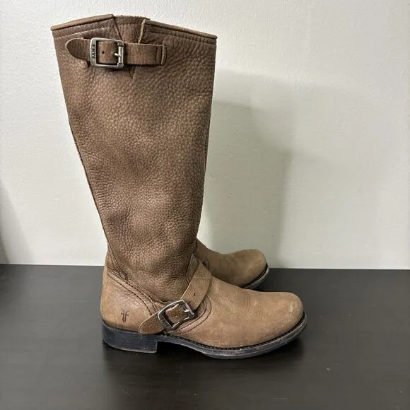 Frye Veronica Slouch Boots Women's Size 7.5 B Tumbled Leather Brown Calf 77618