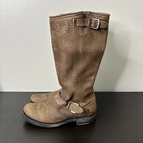 Frye Veronica Slouch Boots Women's Size 7.5 B Tumbled Leather Brown Calf 77618