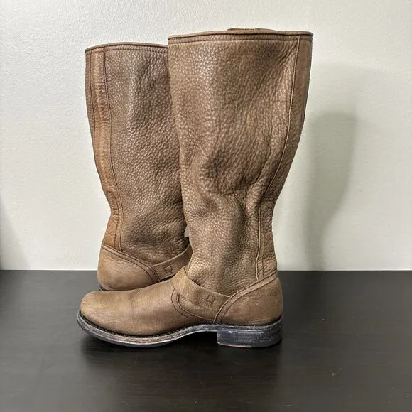Frye Veronica Slouch Boots Women's Size 7.5 B Tumbled Leather Brown Calf 77618