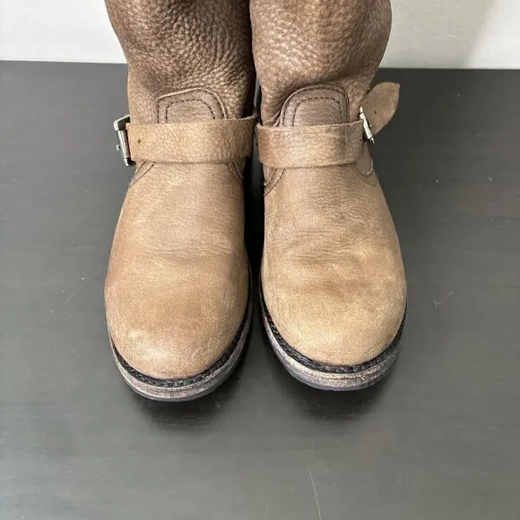 Frye Veronica Slouch Boots Women's Size 7.5 B Tumbled Leather Brown Calf 77618