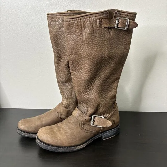 Frye Veronica Slouch Boots Women's Size 7.5 B Tumbled Leather Brown Calf 77618