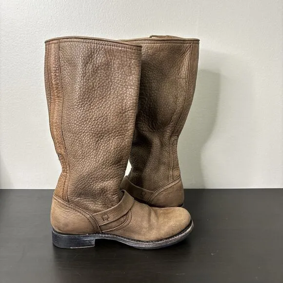 Frye Veronica Slouch Boots Women's Size 7.5 B Tumbled Leather Brown Calf 77618