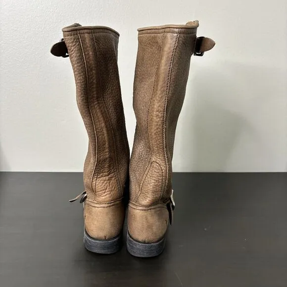 Frye Veronica Slouch Boots Women's Size 7.5 B Tumbled Leather Brown Calf 77618