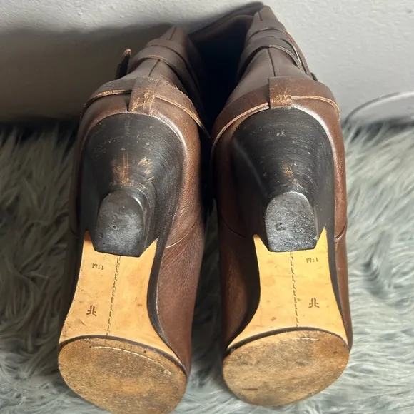 Frye Vintage Rare &quot;Sunny&quot; Multi-strap Mid-Calf Brown Leather Boot Size 11M