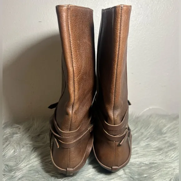 Frye Vintage Rare &quot;Sunny&quot; Multi-strap Mid-Calf Brown Leather Boot Size 11M