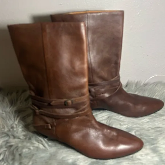 Frye Vintage Rare &quot;Sunny&quot; Multi-strap Mid-Calf Brown Leather Boot Size 11M