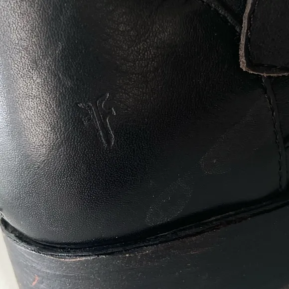 Frye Women Engineer' Black Leather Buckle Moto Ankle Boots Vicky  Size 5.5 B