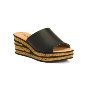 GABOR Black Made In Portugal Leather Slip On Sandals