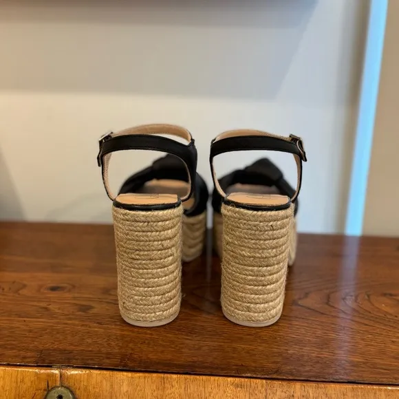 Gaimo Coque Black Jute Heeled Sandals With Tubular Leather Heel