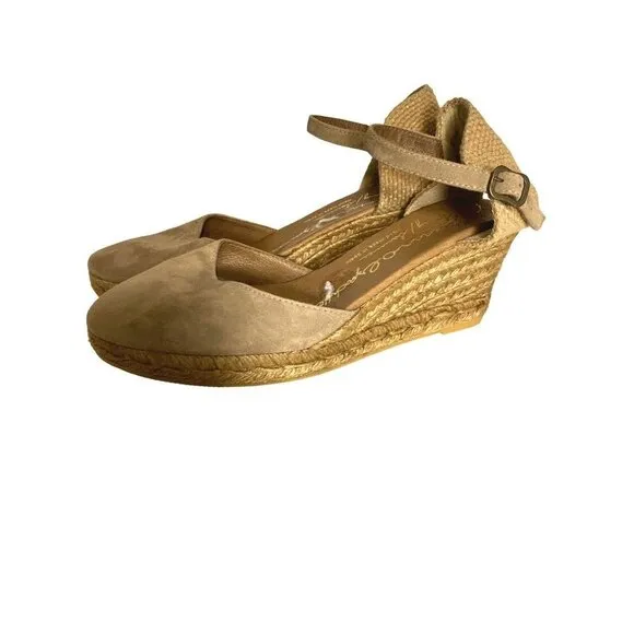 Gaimo espadrilles camel authentic suede leather jute wedge women size 10