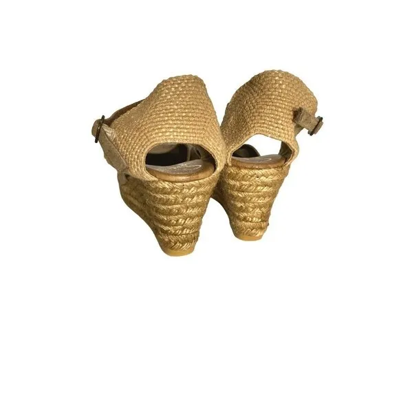 Gaimo espadrilles camel authentic suede leather jute wedge women size 10