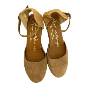 Gaimo espadrilles camel authentic suede leather jute wedge women size 10